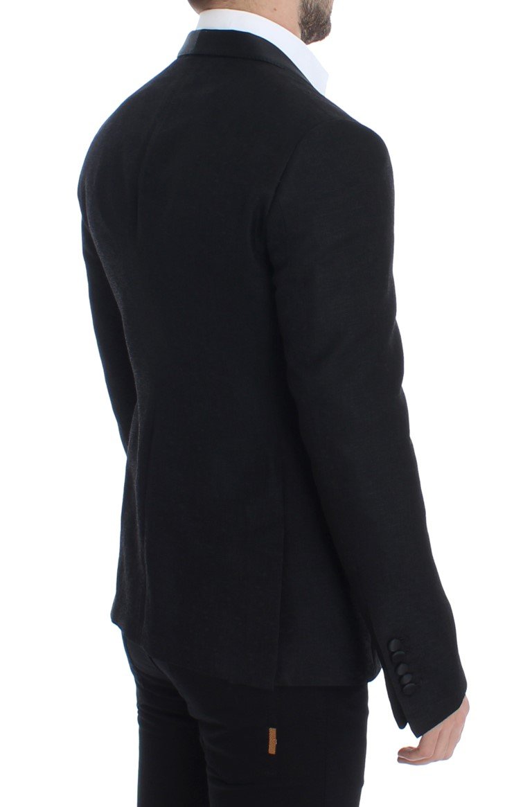 Black wool slim fit blazer