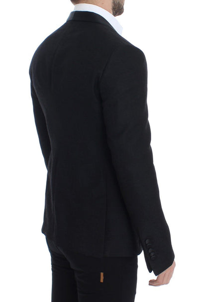 Black wool slim fit blazer