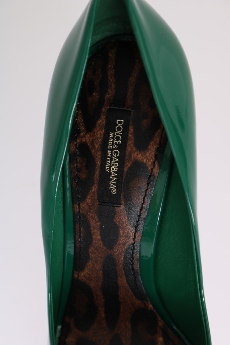 Green Stiletto Heels Leather Pumps