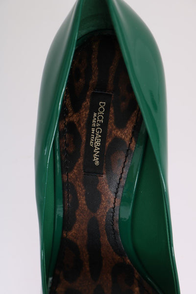 Green Stiletto Heels Leather Pumps