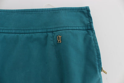 Blue Cotton Stretch Pencil Skirt