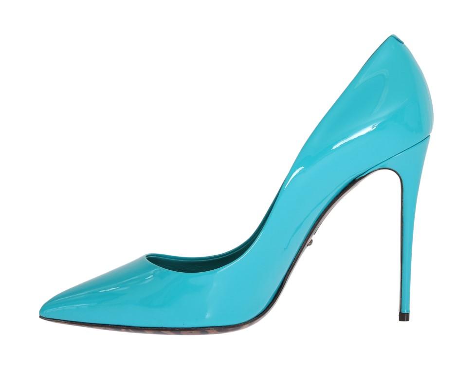 Blue Stiletto Heels Leather Pumps