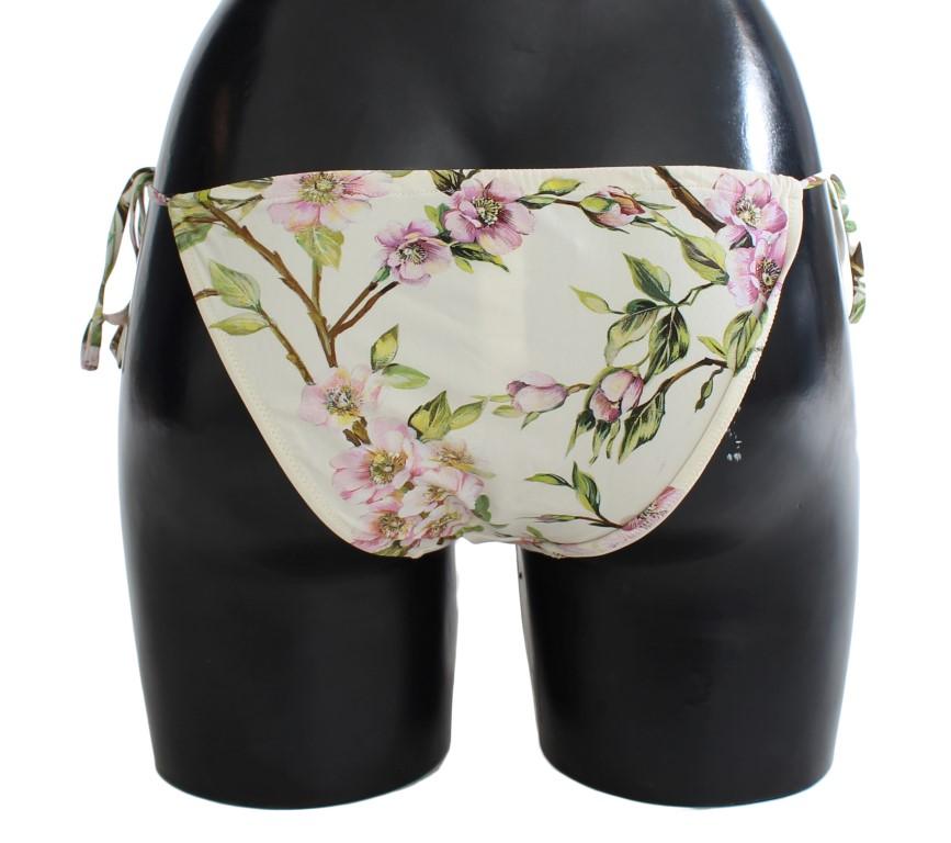 White Floral Bikini Bottom Swimwear Beachwear