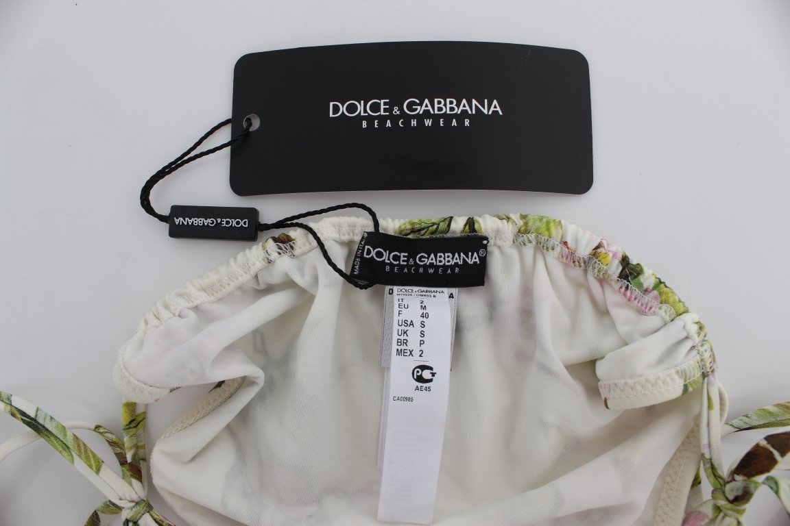 White Floral Bikini Bottom Swimwear Beachwear