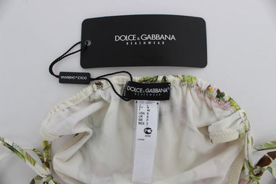 White Floral Bikini Bottom Swimwear Beachwear