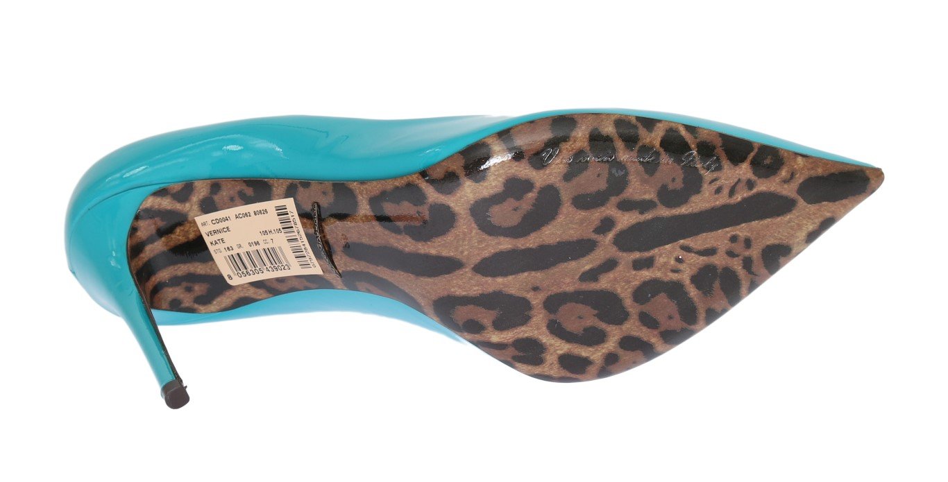 Blue Stiletto Heels Leather Pumps