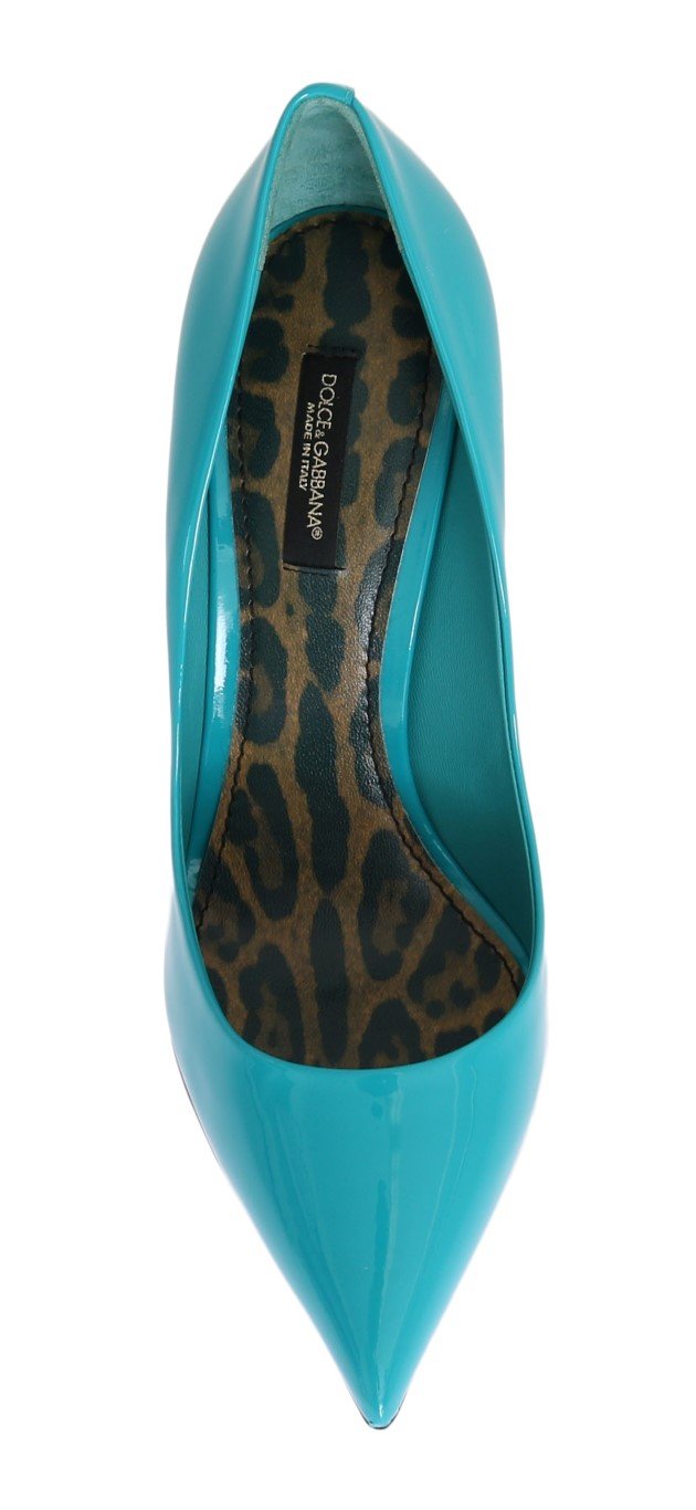 Blue Stiletto Heels Leather Pumps