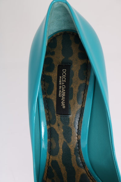 Blue Stiletto Heels Leather Pumps