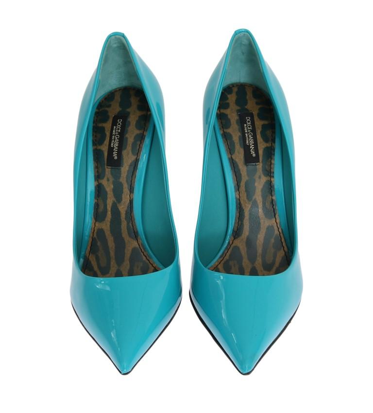Blue Stiletto Heels Leather Pumps