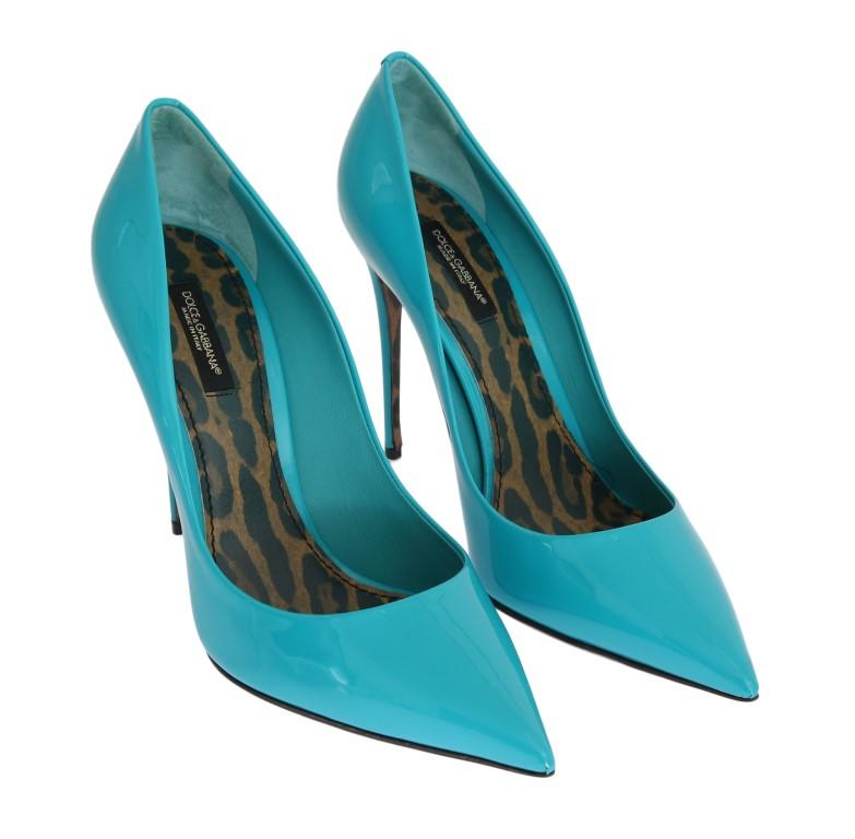 Blue Stiletto Heels Leather Pumps