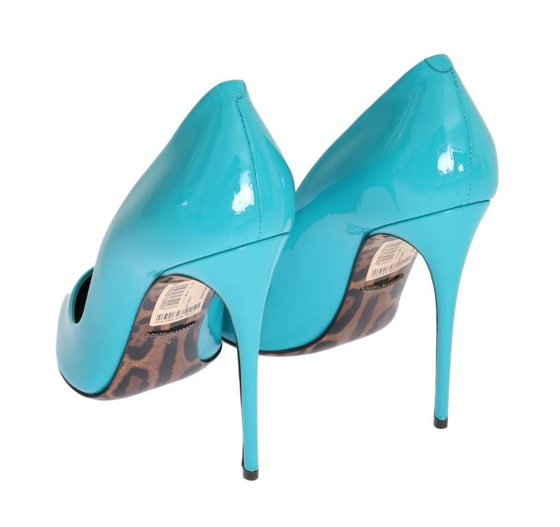 Blue Stiletto Heels Leather Pumps