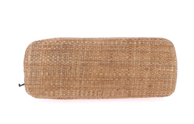 Beige woven cosmetic bag
