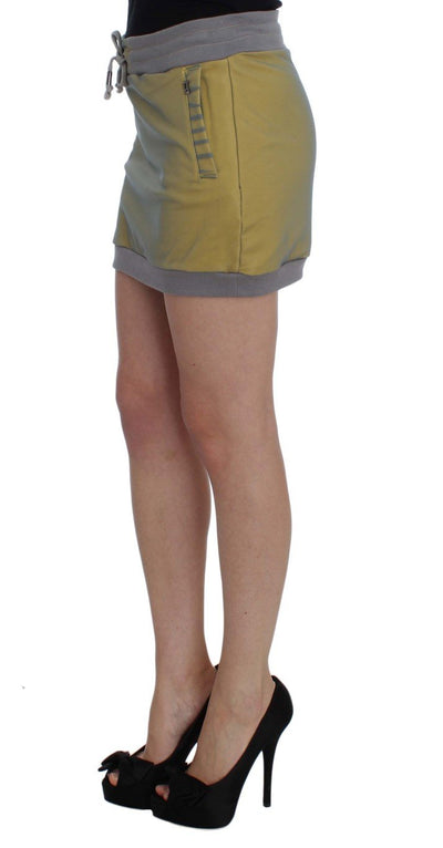 Gray Yellow Stretch Mini Skirt