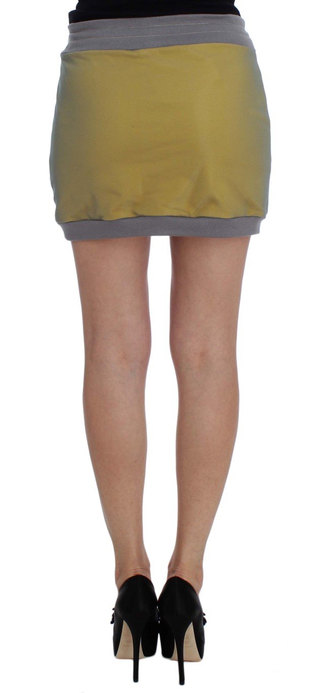 Gray Yellow Stretch Mini Skirt