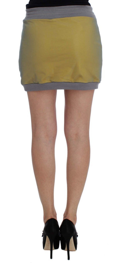 Gray Yellow Stretch Mini Skirt
