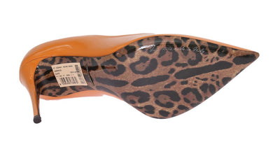 Orange Stiletto Heels Leather Pumps