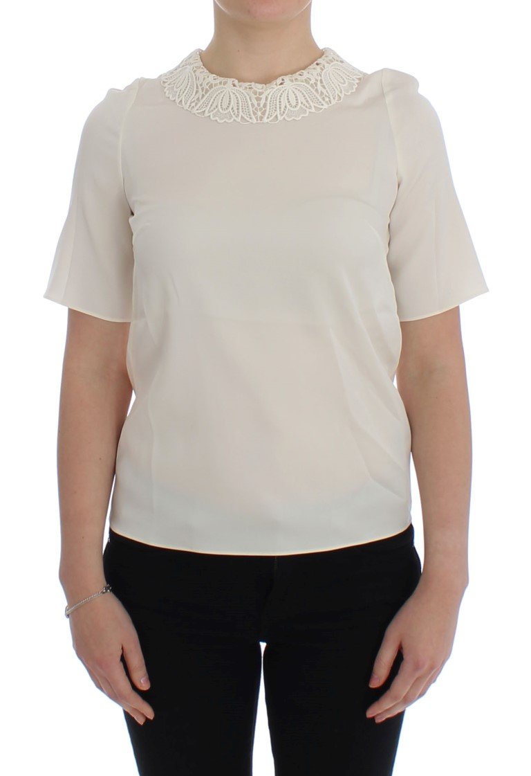 White lace silk blouse