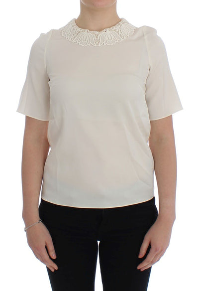 White lace silk blouse