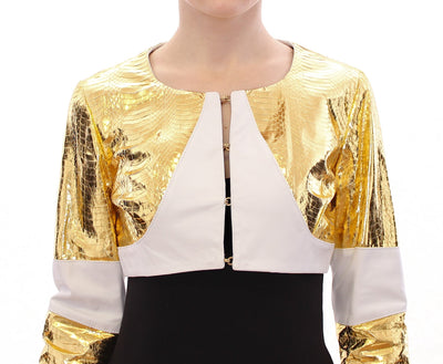 White Gold Metallic Leather Jacket