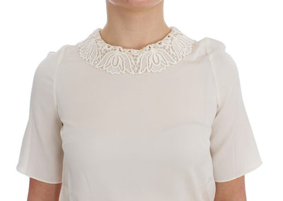 White lace silk blouse