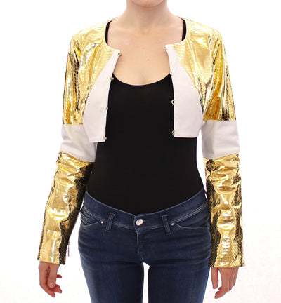 White Gold Metallic Leather Jacket