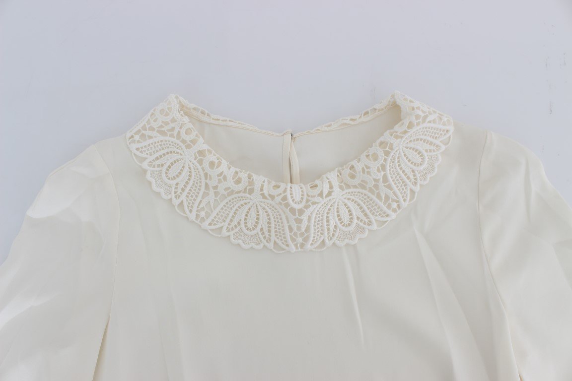 White lace silk blouse