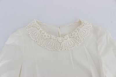 White lace silk blouse