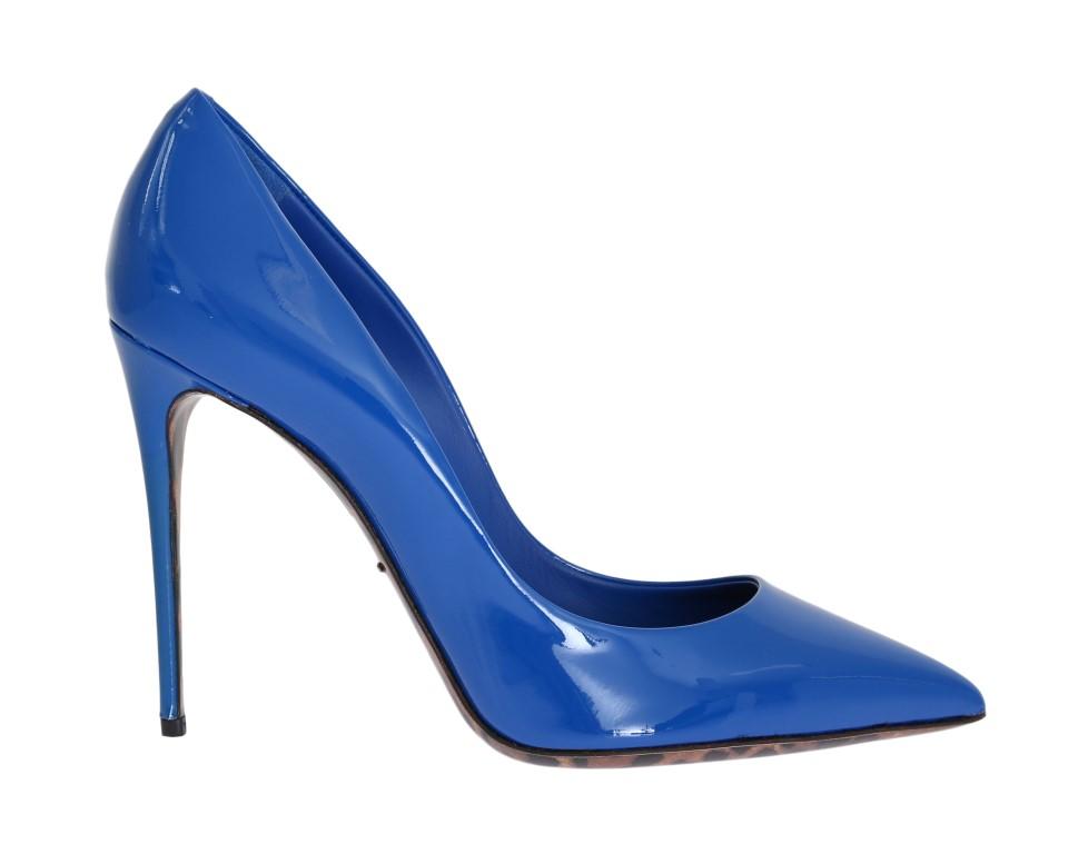 Blue Stiletto Heels Leather Pumps