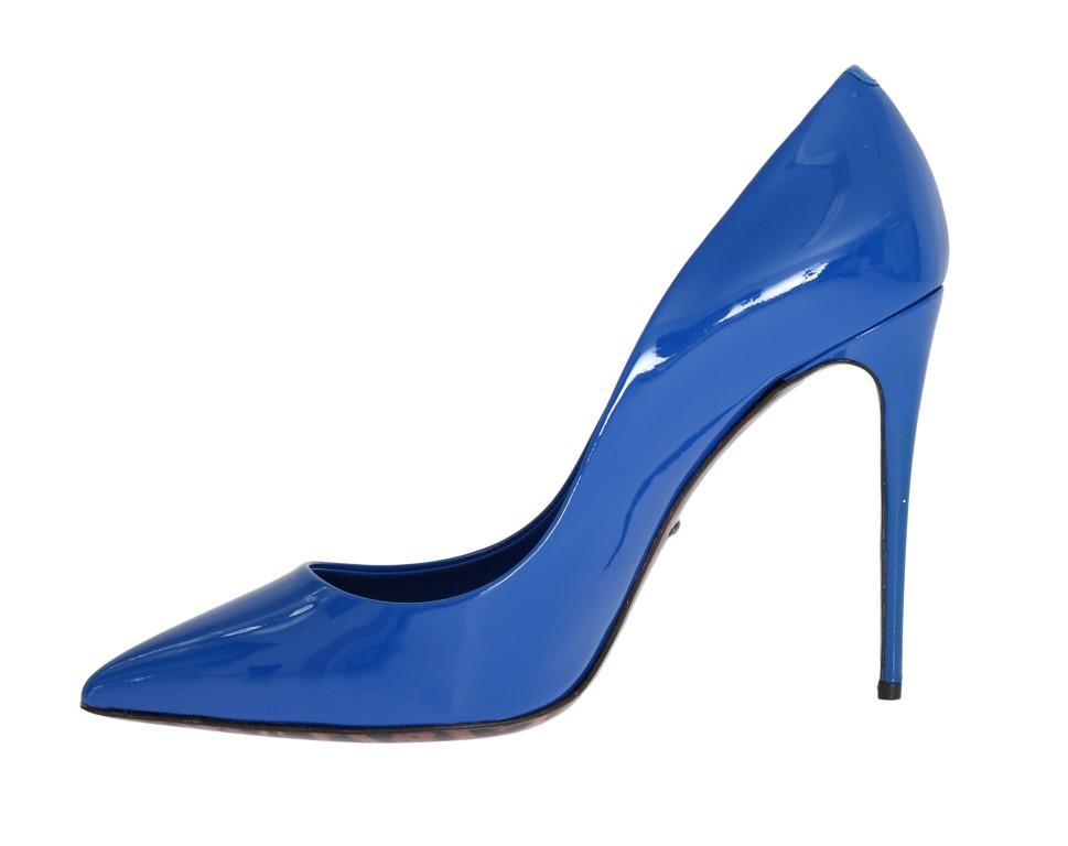 Blue Stiletto Heels Leather Pumps