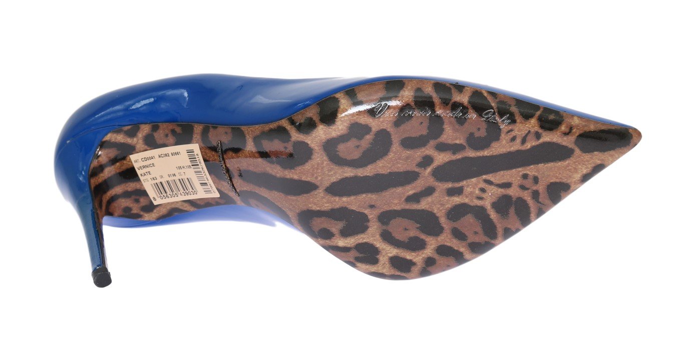 Blue Stiletto Heels Leather Pumps