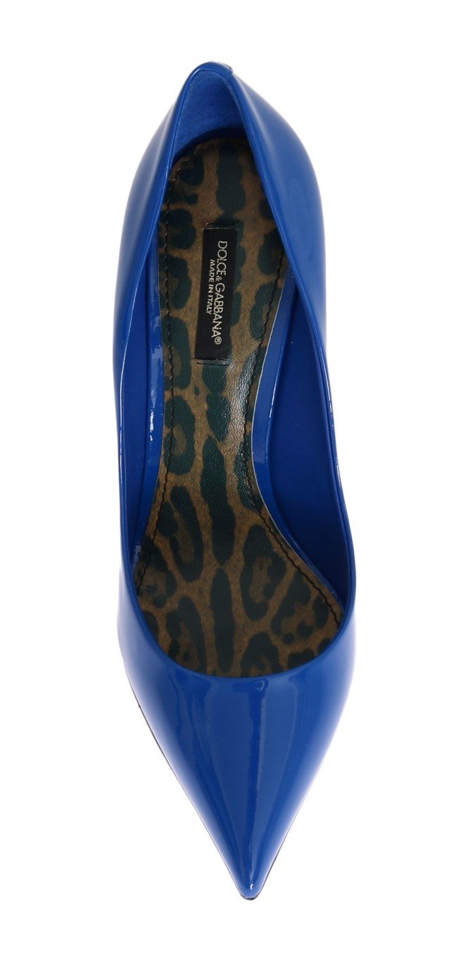Blue Stiletto Heels Leather Pumps