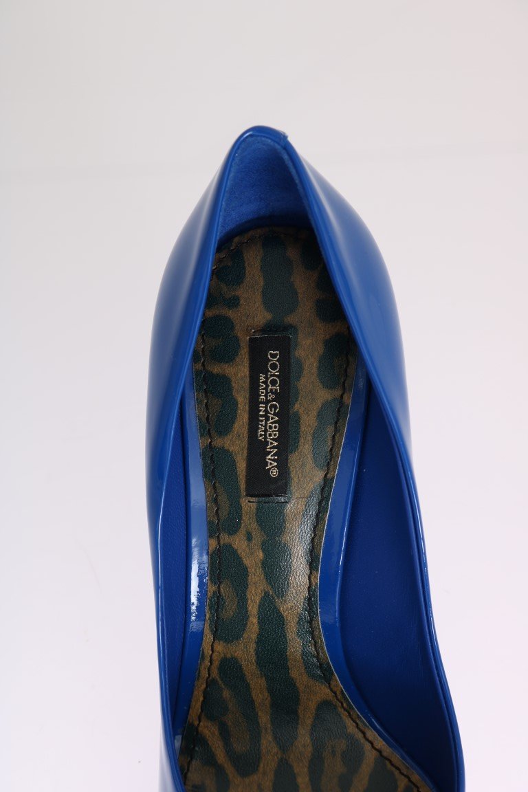 Blue Stiletto Heels Leather Pumps