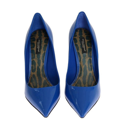 Blue Stiletto Heels Leather Pumps