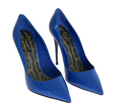Blue Stiletto Heels Leather Pumps