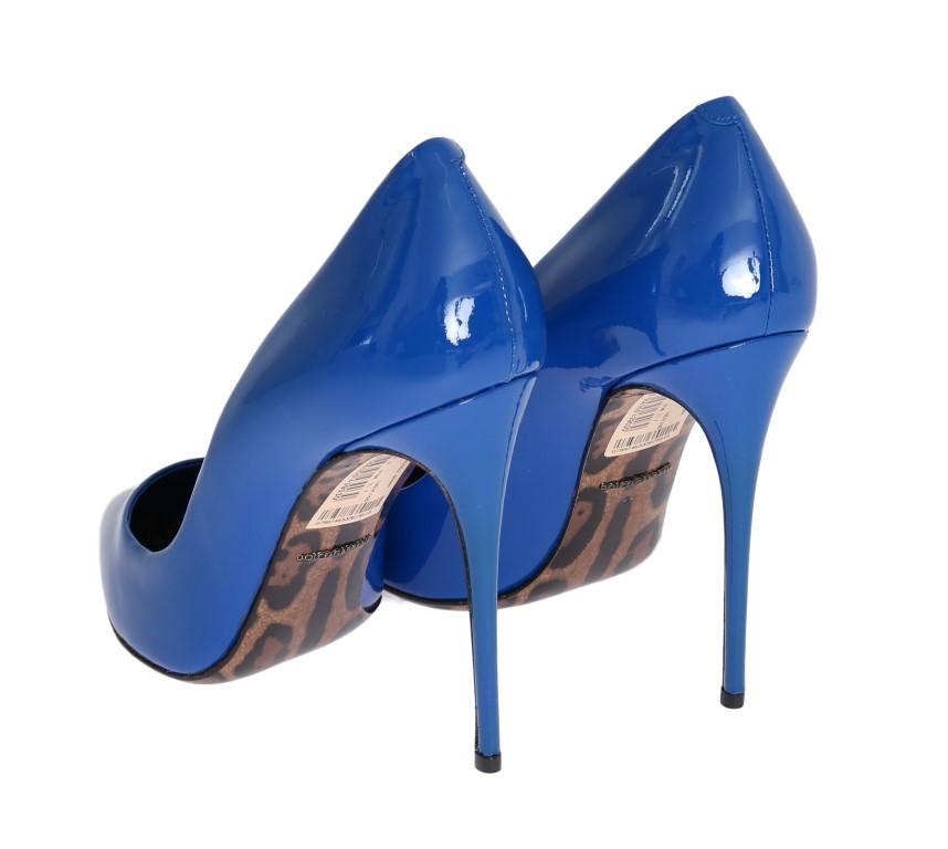 Blue Stiletto Heels Leather Pumps