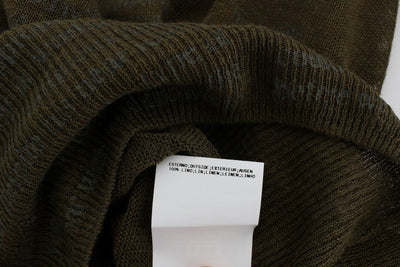 Green Linen Newspaper Print Sweater