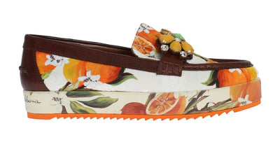 Multicolor Brocade Crystal Loafers