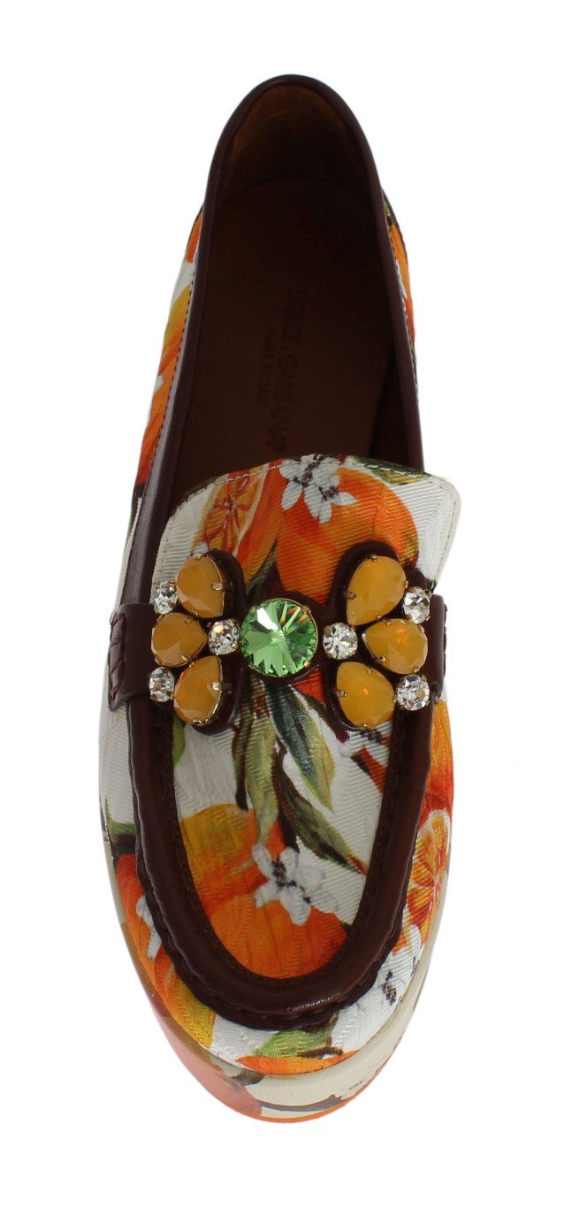 Multicolor Brocade Crystal Loafers