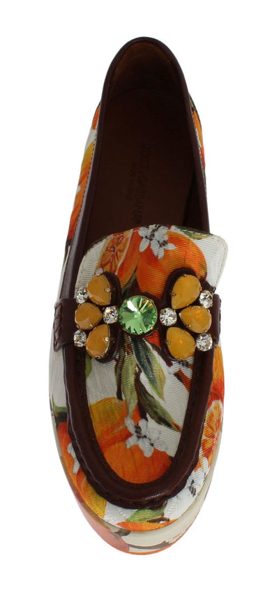 Multicolor Brocade Crystal Loafers
