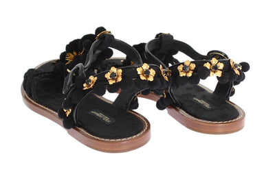 Black Raffia Crystal Torero Sandals