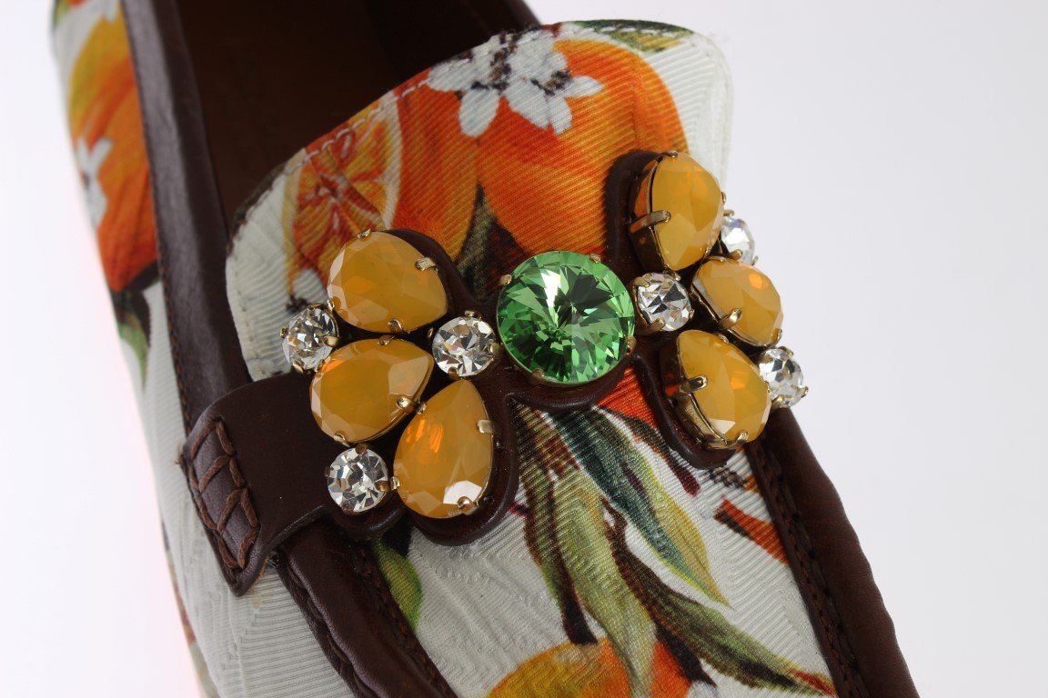 Multicolor Brocade Crystal Loafers