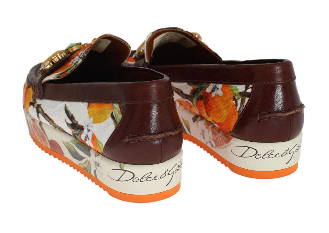 Multicolor Brocade Crystal Loafers