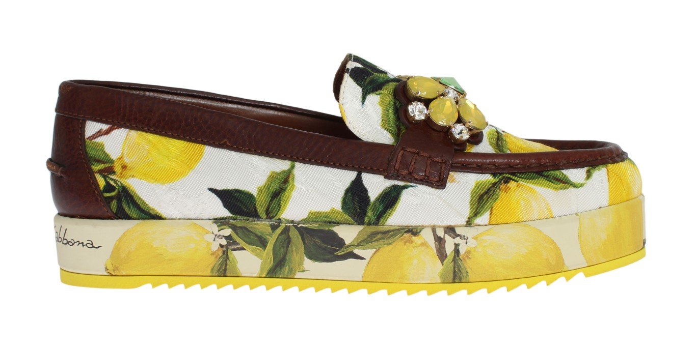 Multicolor Brocade Crystal Loafers
