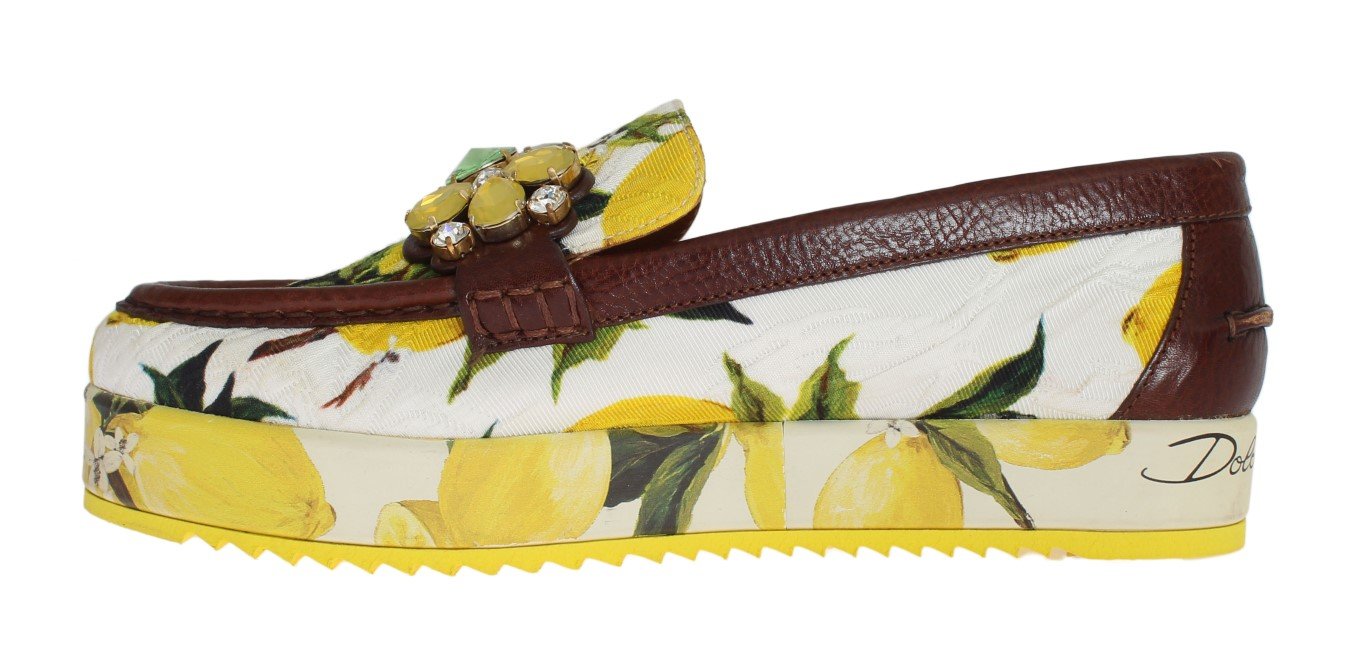 Multicolor Brocade Crystal Loafers