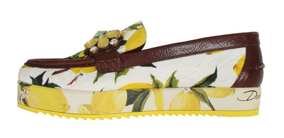 Multicolor Brocade Crystal Loafers