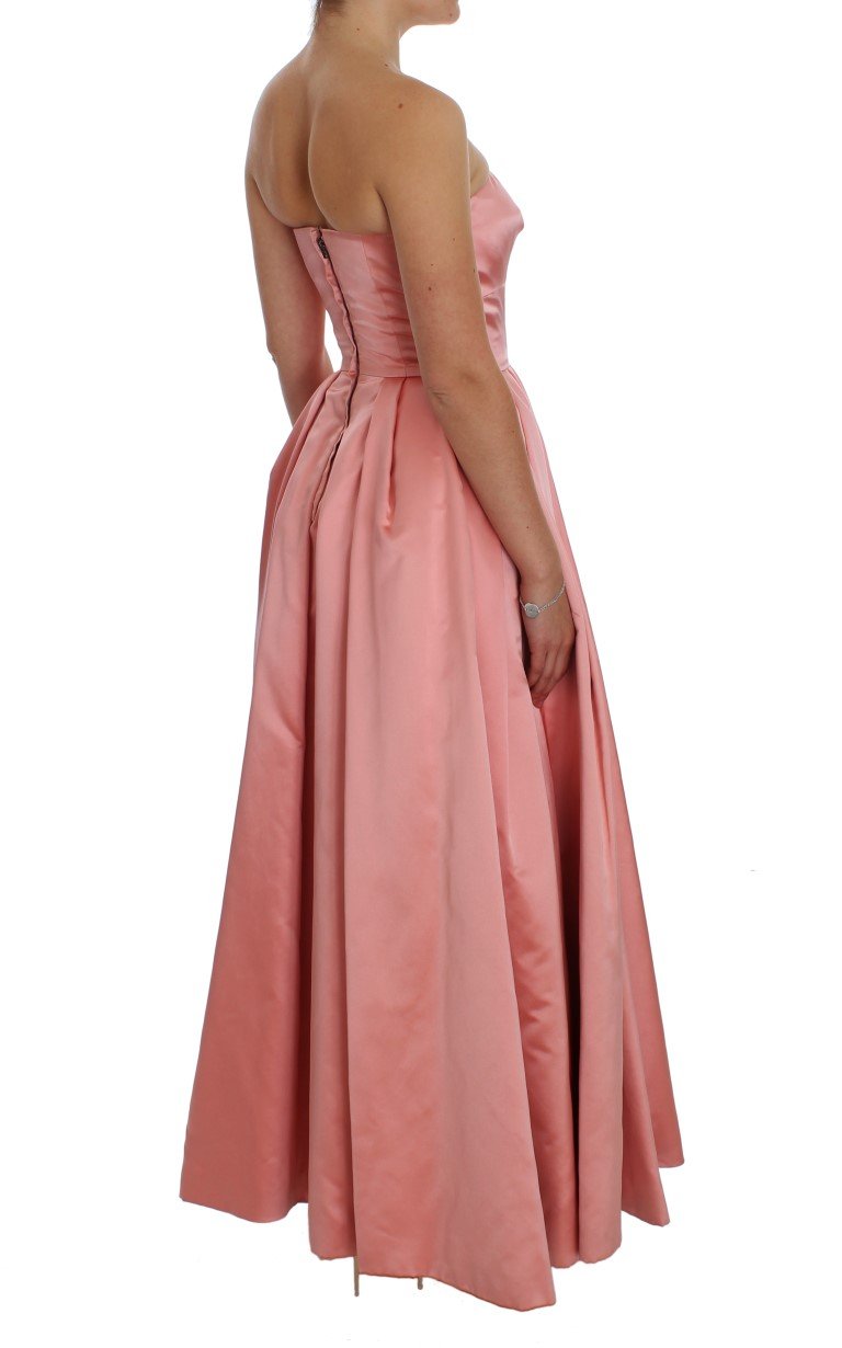 Pink Silk Ball Gown Full Length Dress