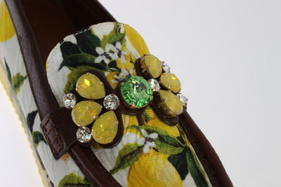 Multicolor Brocade Crystal Loafers