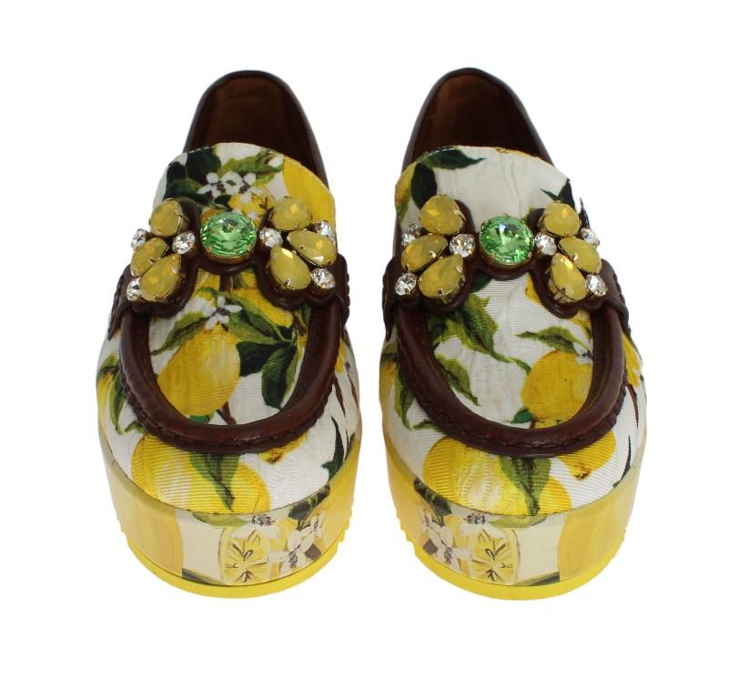 Multicolor Brocade Crystal Loafers