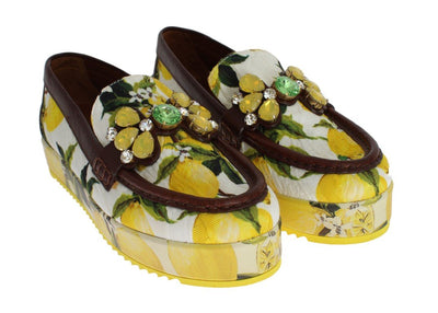 Multicolor Brocade Crystal Loafers