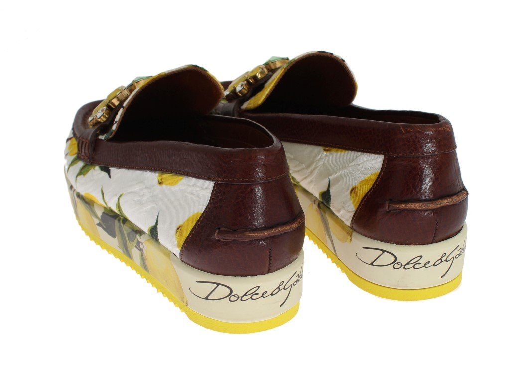 Multicolor Brocade Crystal Loafers